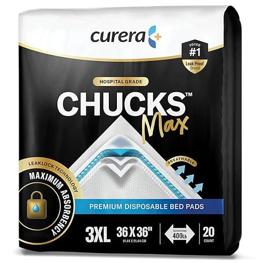 Chucks® MAX Hospital Bed Pads Disposable Adult 36 x 36 Breathable Incontinence Pads - XXX-Large Pee Pads for Adults - Heavy Duty 10X Absorbency Underpads - 400 Lbs. Patient Repositioning [20 Count - Image 1