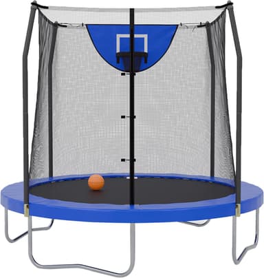 Skywalker Trampoline Outdoor 8 FT, 12 FT, 15 FT Jump N’ Dunk Round Outdoor Trampoline with Net, Trampoline Mat, and Basketball Hoop for Trampoline - Image 2