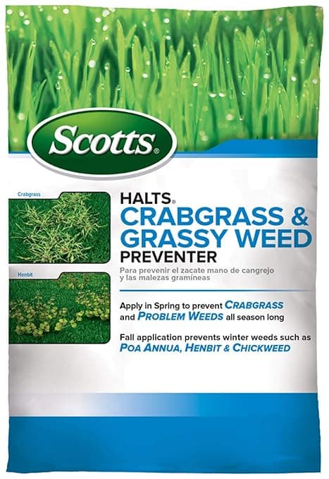 Scotts Halts Crabgrass and Grassy Weed Preventer, Crabgrass Preventer, Pre Emergent Weed Control for Lawns, Prevents Chickweed & More, Treats up to 5,000 sq. ft., 10.06 lb - Image 1