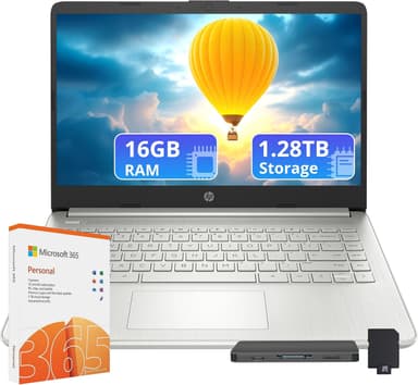 HP Flagship 14" Laptop with 1 Year Office 365 | 16GB RAM | 1.28TB Storage (128GB eMMC+160GB Docking Station+1TB Cloud Storage) | Intel 4-Core Processor | Webcam, Windows 11, Silver - Image 2