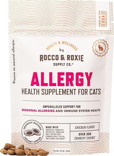 Rocco & Roxie Seasonal Allergy Relief for Cats, Cat Supplements & Vitamins, Probiotics to Support Gut Health, Fish Oil for Skin, Sneezing & Itching from Seasonal Allergies, Tart Cherry Immune Support - Image 1