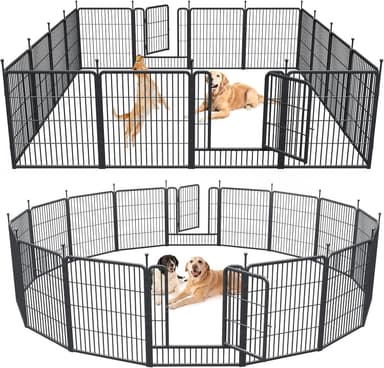 Musen Dog Playpen Indoor Outdoor, 16 Panels Dog Pen 32" Height Dog Fence Exercise with Doors for Large/Medium/Small Dogs, Portable Pet Playpen for Yard RV Camping, Hammer Paint Finish (Patent Pending - Image 2
