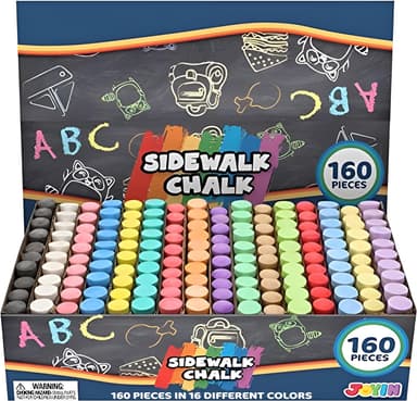 JOYIN 160 PCS Sidewalk Chalks Set Non-Toxic Washable Jumbo Chalk for Outdoor Art Play, Painting on Chalkboard, Blackboard and Playground - Image 2