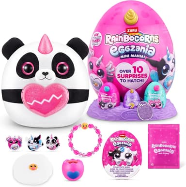 Rainbocorns Eggzania Mini Mania Panda Plush Surprise Unboxing with Animal Soft Toy, Idea for Girls with Imaginary Play by ZURU - Image 2