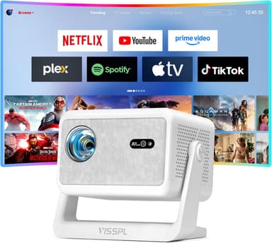 【Compatible with Netflix & Auto focus 】VISSPL Smart Projector with WiFi and Bluetooth, Auto Focus & Keystone Protable Mini Projector with Stand, 4K Home Theater Projector - Image 2