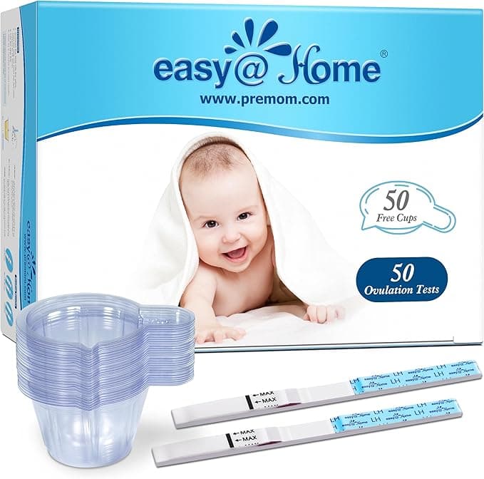 Easy@Home Ovulation Test Predictor Kit : Accurate Fertility Test for Women (Width of 5mm), Fertility Monitor Test Strips, 50 LH Strips with 50 Urine Cups - Image 1