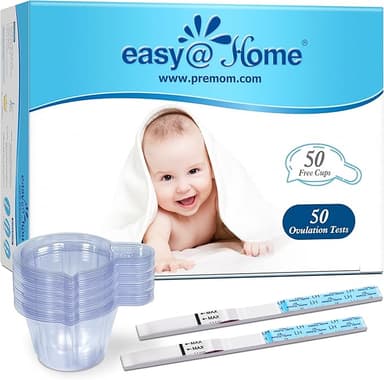 Easy@Home Ovulation Test Predictor Kit : Accurate Fertility Test for Women (Width of 5mm), Fertility Monitor Test Strips, 50 LH Strips with 50 Urine Cups - Image 1
