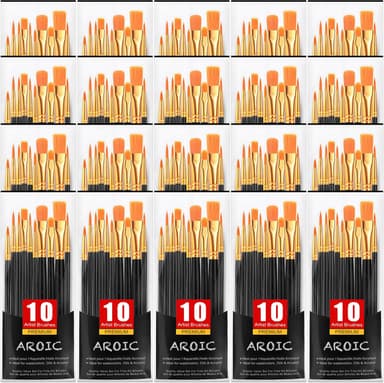 Acrylic Paint Brush Set, (20 Packs /200 pcs) Nylon Hair Brushes for Oil and Watercolor, Perfect Suit of Art Painting, Best Present for Painting, Black - Image 2