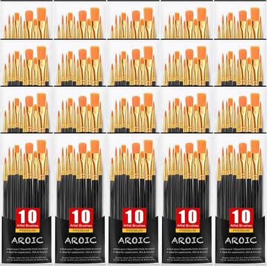 Acrylic Paint Brush Set, (20 Packs /200 pcs) Nylon Hair Brushes for Oil and Watercolor, Perfect Suit of Art Painting, Best Present for Painting, Black - Image 1