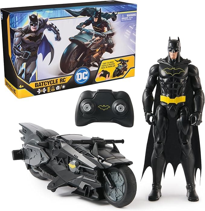 DC Comics, Batman Stealth Remote Control Batcycle with 12" Batman Action Figure, Super Hero Kids Toys for Boys and Girls Ages 4 & Up - Image 1