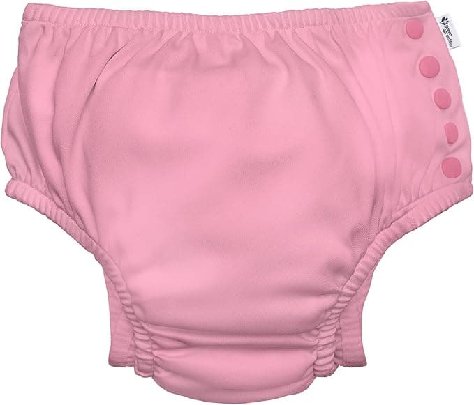 i play. by green sprouts Reusable, Eco Snap Swim Diaper with Gussets, UPF 50, Light Pink, Patented Design, STANDARD 100 by OEKO-TEX Certified 6 mo - Image 1