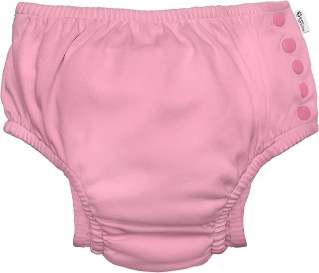 i play. by green sprouts Reusable, Eco Snap Swim Diaper with Gussets, UPF 50, Light Pink, Patented Design, STANDARD 100 by OEKO-TEX Certified 6 mo