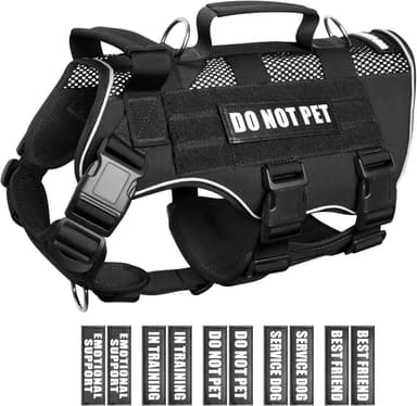 WINSEE Mesh Dog Harness with 10 Pet Patches for Small Service Dog in Training, Breathable Tactical Molle Vest with Double Handle, Reflective Military Pet Vest for Walking Hiking - Image 2