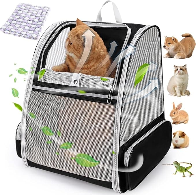 Lollimeow Cat Backpack Carrier, Ideal for Small Animals & Puppies, Airline Approved,Safe for Travel, Hiking, Vet Transport & Outdoor Use Fully Ventilated Design for Ultimate Comfort On-The-Go - Image 1