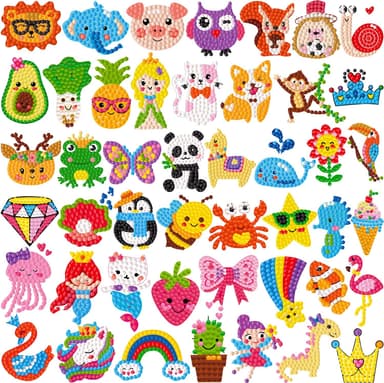 Labeol Diamond Art Kits for Kids Boys and Girls Ages 6-8-10-12 Easy to DIY Creative Diamond Art Sticker Craft by Numbers Kits for Kids and Adult Beginners (Lovely Animal - Image 2