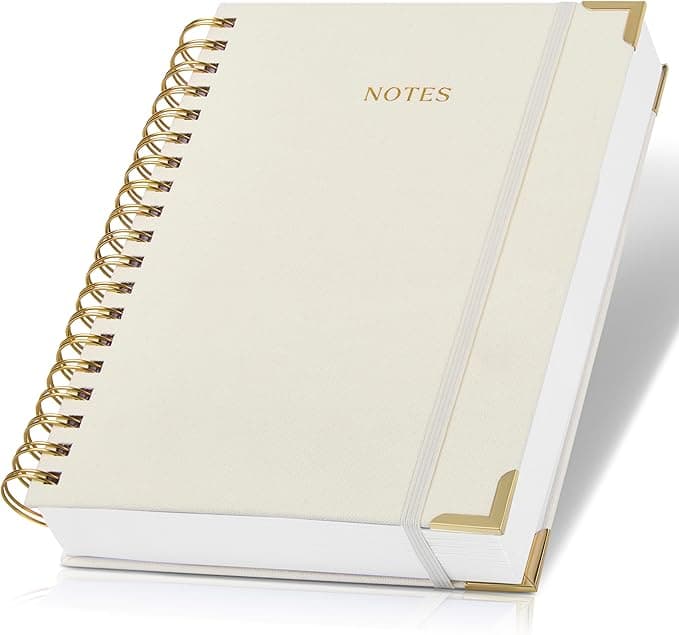 Aesthetic Thick Spiral Notebook Journal For Women in B5 Format - Modern Linen Hardcover College Ruled Note Book With 300 Lined Pages - Perfect For Writing And Staying Organized at Work or School - Image 1