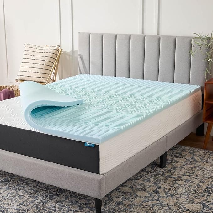 LUCID Gel Infused Memory Foam Mattress Topper – 2 Inch Mattress Topper – 5 Comfort Zones Relieve Pressure – CertiPUR-US Certified Foam - Queen - Image 1