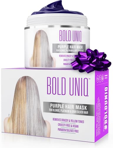 Bold Uniq Purple Hair Mask - Toner For Blonde, Platinum, Bleached, Silver, Gray, Ash & Brassy Hair - Remove Yellow Tones & Condition Dry, Damaged Hair - Cruelty Free & Vegan - 6.76oz - Image 2