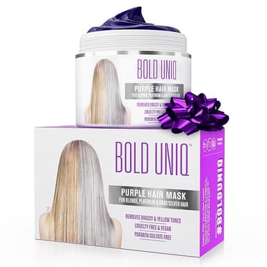Bold Uniq Purple Hair Mask - Toner For Blonde, Platinum, Bleached, Silver, Gray, Ash & Brassy Hair - Remove Yellow Tones & Condition Dry, Damaged Hair - Cruelty Free & Vegan - 6.76oz - Image 1