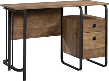 Sauder Station House Single Pedestal Desk, Etched Oak Finish - Image 1