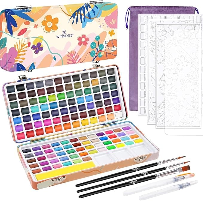 138 Colors Watercolor Paint Set, Travel Watercolor Set with Mini Palette, Brushes, and Watercolor Sheets– Non-Toxic, High-Pigment Art Supplies for Artists, Amateur Hobbyists and Painting Lovers - Image 1