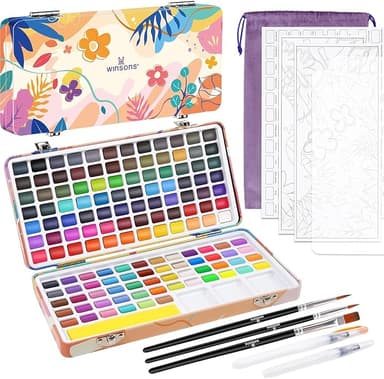 138 Colors Watercolor Paint Set, Travel Watercolor Set with Mini Palette, Brushes, and Watercolor Sheets– Non-Toxic, High-Pigment Art Supplies for Artists, Amateur Hobbyists and Painting Lovers - Image 1