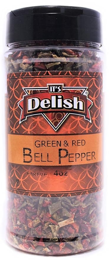 Dried Red and Green Bell Peppers Mix by It's Delish, 3 Oz. Medium Jar - Image 1