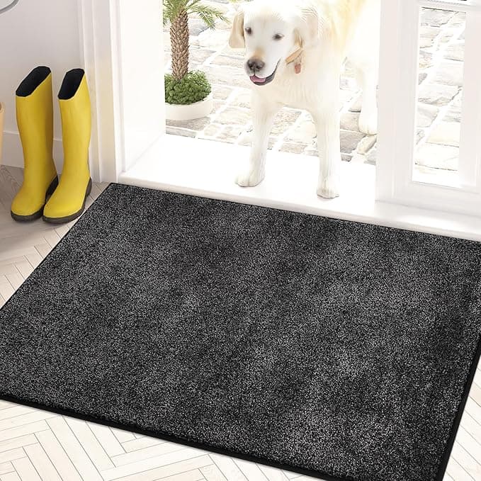 PURRUGS Dirt Trapping Door Mat 24" x 35.5", Non-Slip Machine Washable Entry Rug, Shoe Scraper, Dog Doormat, Super Absorbent Welcome Mat for Front & Back Door, Muddy Shoes & Paws, Charcoal - Image 1