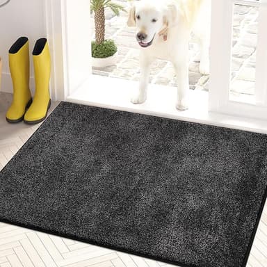 PURRUGS Dirt Trapping Door Mat 24" x 35.5", Non-Slip Machine Washable Entry Rug, Shoe Scraper, Dog Doormat, Super Absorbent Welcome Mat for Front & Back Door, Muddy Shoes & Paws, Charcoal - Image 1