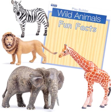 Stages Play Builder: Wild Animals Plastic Figurines/Animal Toys and Fun Facts Book from The Makers of Language Builder, Multicolored - Image 2