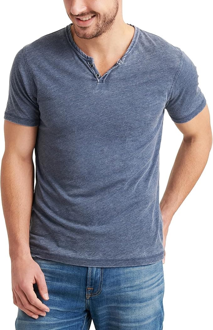 Lucky Brand Mens Venice Burnout Notch Neck Tee Shirt - Image 1
