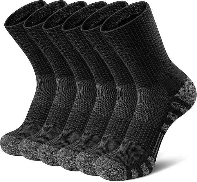Airacker Athletic Socks Sport Running Calf Socks Performance Cushioned Breathable Crew Socks for Men Women(6 Pairs - Image 1