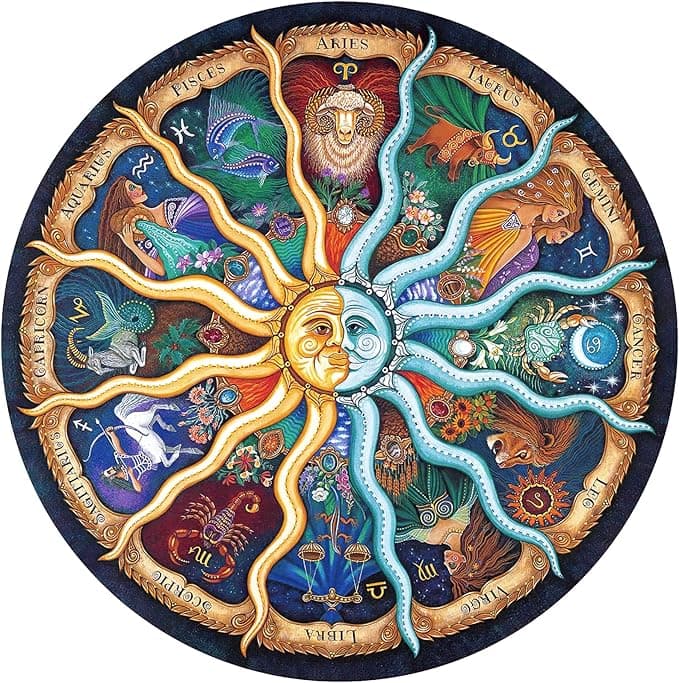 Jigsaw Puzzles for Adults 1000 Pieces Round - Zodiac Horoscope 12 Constellation Astrology Puzzle, Challenging Hard Fun Adult Puzzles for Game Nights, Gift for Puzzle Lovers (26.7 Inch Round - Image 1