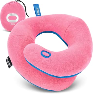 BCOZZY Kids Travel Neck Pillow (8-12 Y/O) – Patented Soft Child Pillow for Head & Chin Support in Car, Airplane, and Road Trip Sleeping. Adjustable Size. Carry Bag. Fully Washable. Medium, Pink - Image 2