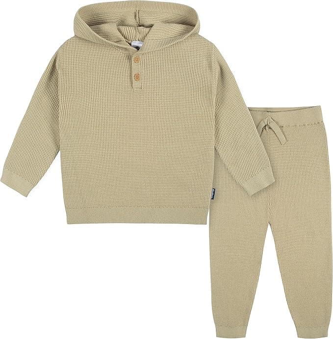Gerber Baby & Toddler Boys' Sweater Knit Hooded Top and Pant Set - Image 1