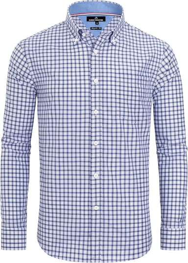 Alimens & Gentle Men's Plaid Button Down Shirts Cotton Long Sleeve Dress Shirts Regular Fit Gingham Shirts - Image 2