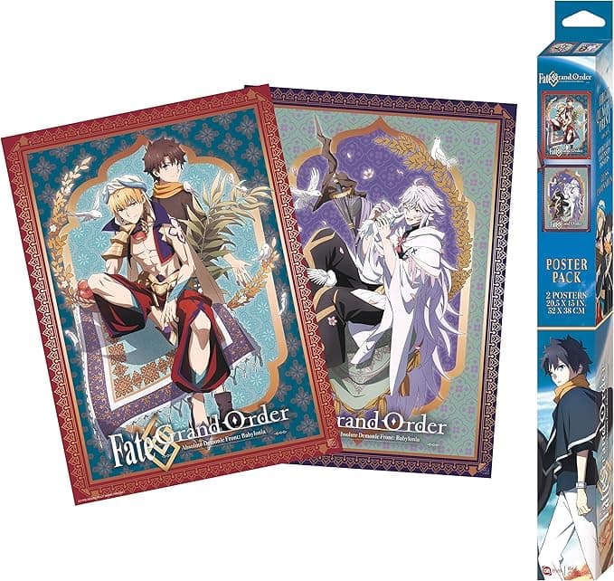 GB Eye Fate Grand Order Fujimaru, Gilgamesh and Merlin Unframed Set of 2 Chibi Poster Print 15" x 20.5" Anime Manga Wall Art Prints for Bedroom Office Room Decor Gift - Image 1