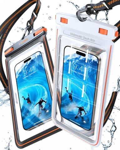 TORRAS 2 Pack IPX8 Waterproof Phone Pouch Floating, Underwater Screen Touchable, Waterproof Phone Case with Lanyard for iPhone 16 Pro Max 15 14 13 S25 Ultra S24, Cell Phone Dry Bag 7.0", Black & White - Image 2