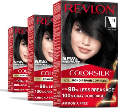 Revlon ColorSilk with Bond Repair Complex, Black Permanent Hair Color, 100% Gray Coverage, Ammonia Free Hair Dye, Vegan Keratin, 11 Soft Black (Pack of 3 - Image 2