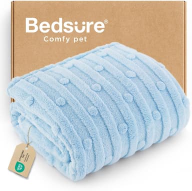 Bedsure Dog Blanket for Small Dogs Washable - Fluffy Fuzzy Puppy Cat Blanket with Premium 300GSM Coral Fleece Soft for Pet Kitten Doggy, Blue, 25x35IN - Image 2