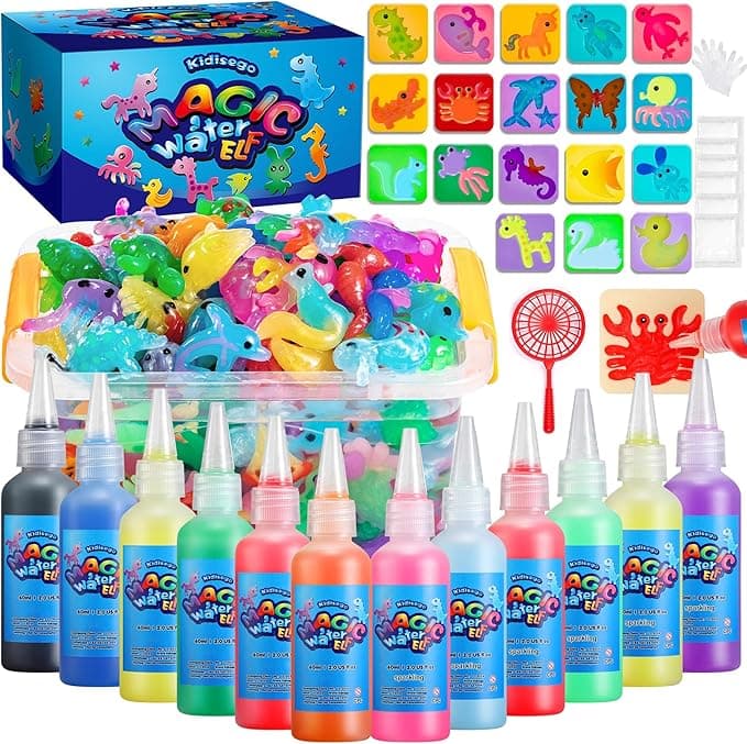Aqua Fairy Water Gel Kit for Kids, Magic Water Elf Toy Kit with 12 Colors Magic Gel, Aqua Fairy kit with 18 Shape Molds, Crate Your Own Magic Elf Kit Water Pets Craft Kits for Kids - Image 1