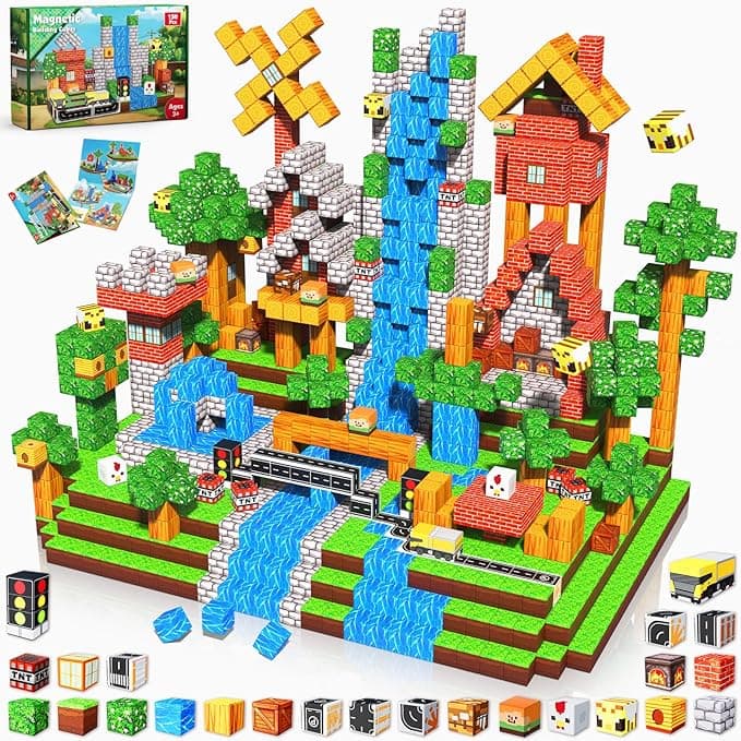 Magnetic Blocks - 150PCS Magnetic Building Blocks Road Forest Magnetic Cubes - STEM Toys for Montessori Toddler Birthday Gifts -STEM Sensory Construction Toys for Kids Ages 3+ for Boy & Girl - Image 1