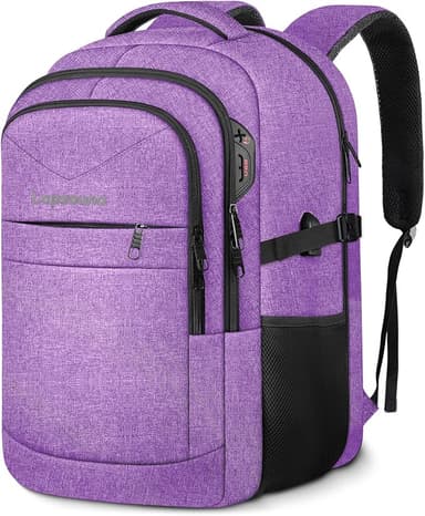 Lapsouno Travel Backpack, Travel Laptop Backpack, Multiple Pockets 15.6 Inch Carry on Backpack with USB Port, TSA Friendly Water Resistant College School Business Bag for Women, Purple - Image 1