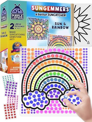 SUNGEMMERS Window Gem Art Suncatcher Kits - Craft for Kids 8-12 6-8, Fun Valentines Day Gifts for Grandkids, Birthday Gifts for Girls & Boys, Crafts for Ages 4-10, Fun DIY Art Kit for Kids 6-12 - Image 1