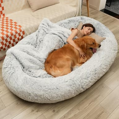 Large Dog Bed 71" L * 45" W * 12" Th for Large Dogs Giant Human Size Dog Bed for People 30D Sponge Bean Bag Bed Detachable Grey - Image 2