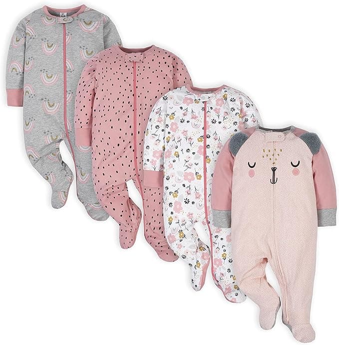 Gerber Baby Girls 4 Pack Sleep 'N Play Footie - Image 1