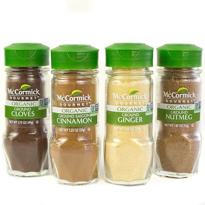 McCormick Gourmet Organic Baking Variety Pack (Cloves, Saigon Cinnamon, Ginger, Nutmeg), 0.05 lb - Image 1