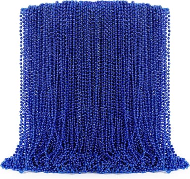 100PCS Mardi Gras Beads Necklace, Blue Bead Necklaces Stuff Bulk, 33" Christmas Necklace Party Supplies, Festival Parade Throw Accessories for Wedding Birthday Pirate Theme Party Decor - Image 2