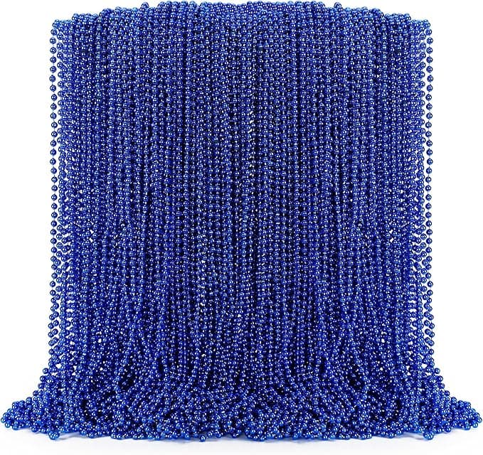 100PCS Mardi Gras Beads Necklace, Blue Bead Necklaces Stuff Bulk, 33" Christmas Necklace Party Supplies, Festival Parade Throw Accessories for Wedding Birthday Pirate Theme Party Decor - Image 1