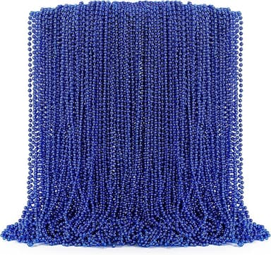 100PCS Mardi Gras Beads Necklace, Blue Bead Necklaces Stuff Bulk, 33" Christmas Necklace Party Supplies, Festival Parade Throw Accessories for Wedding Birthday Pirate Theme Party Decor - Image 1